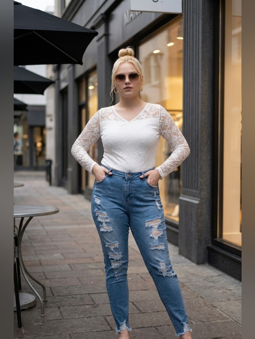 Sandpiper Ripped Light Blue Skinny Jeans for Women